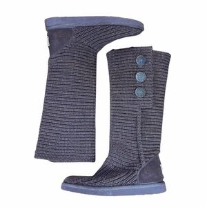 Gray Knit Button CARDI UGG Boots EUC